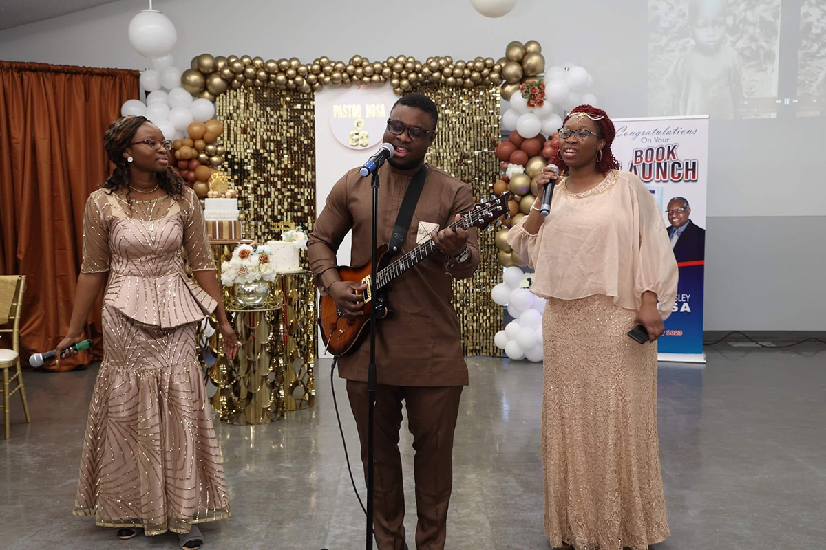 Oghosa puts his musical skills to use at his church every Sunday.