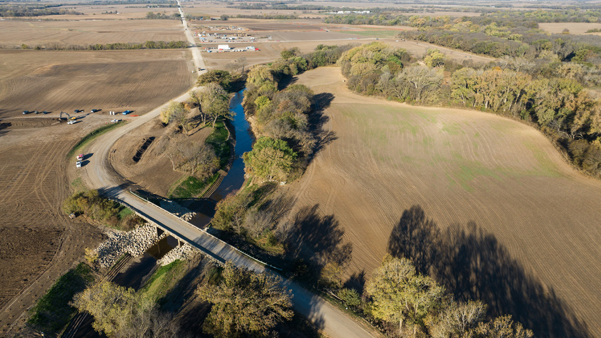 Mill Creek in Washington County, Kansas pictured free flowing and reclaimed after Milepost 14 response. 