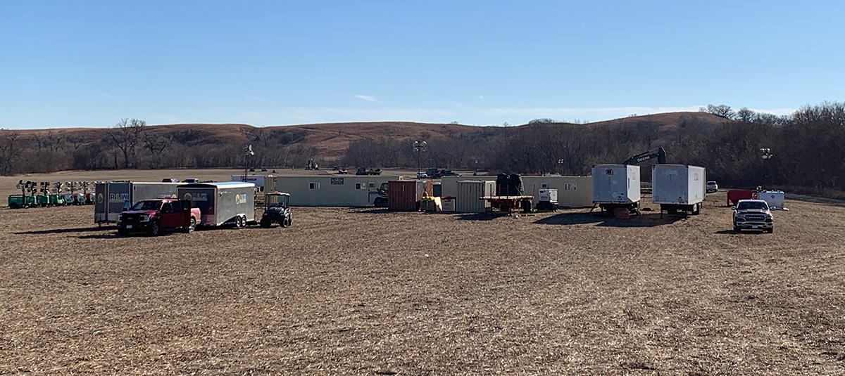 TC Energy crews setting up equipment at the response staging area on Saturday, Dec. 10, 2022, in Washington County, Kansas.