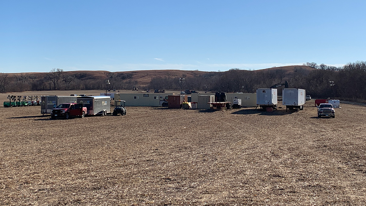 TC Energy crews setting up equipment at the response staging area on Saturday, Dec. 10, 2022, in Washington County, Kansas.