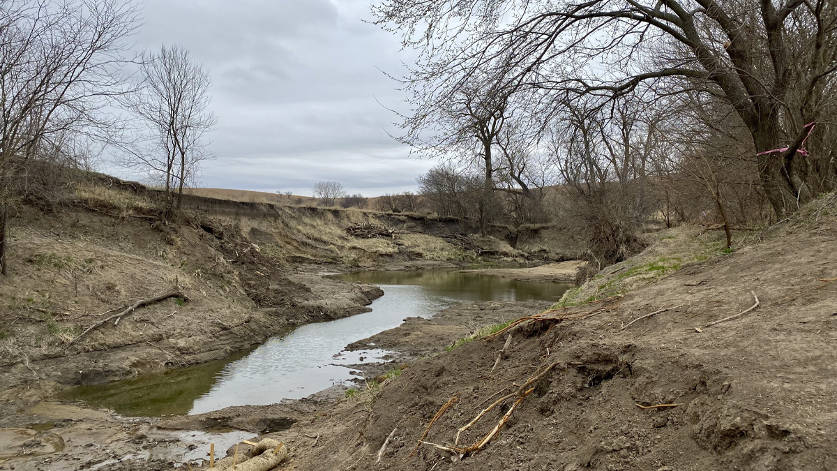 Remediated area of the creek upstream of the Milepost 14 feature site. 