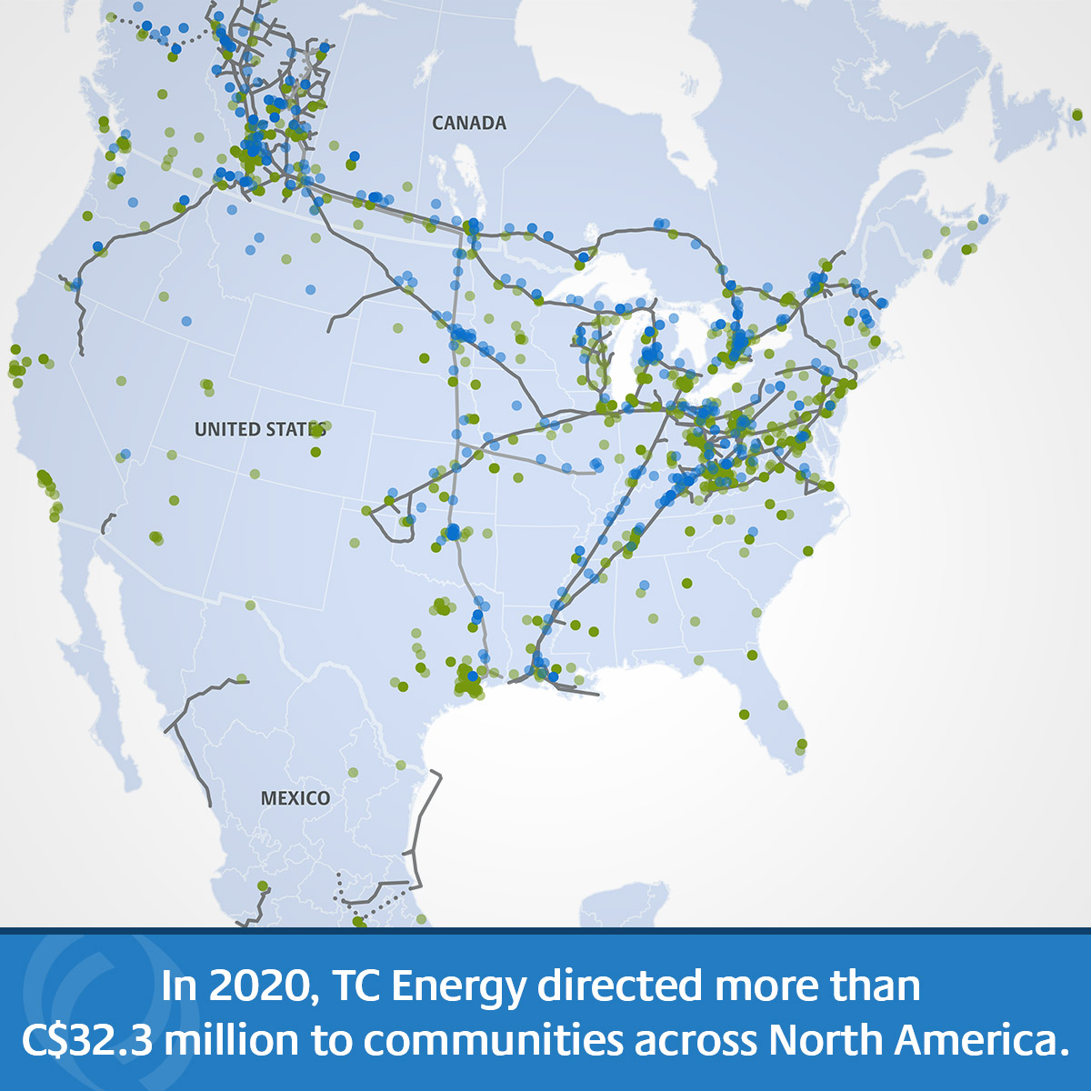 TC Energy directed more than C$32.3 million to communities across North America. 