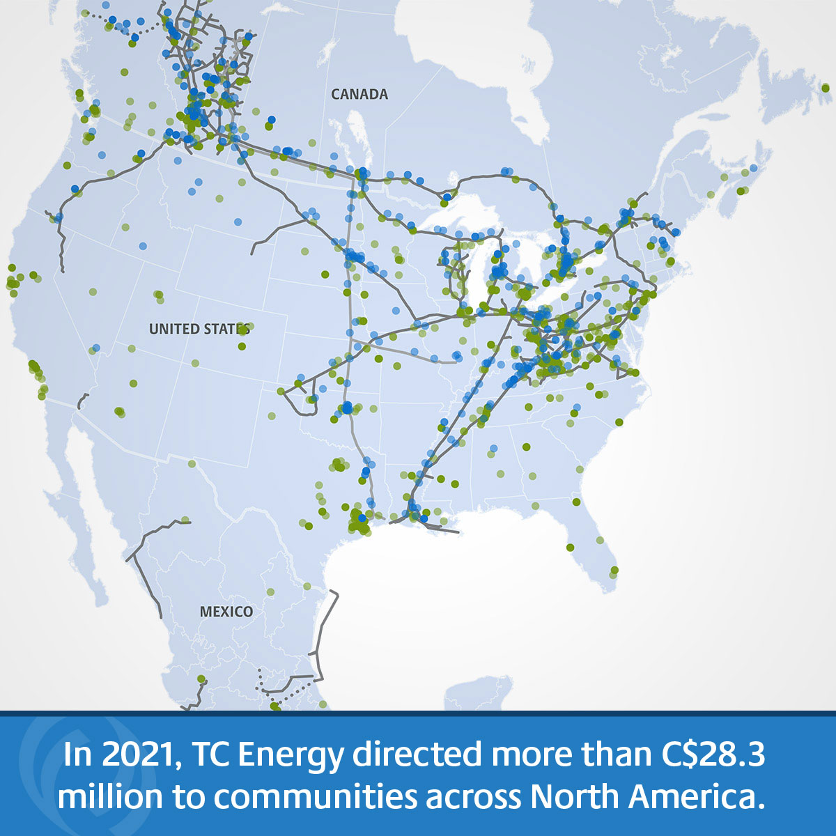 In 2021, TC Energy directed more than C$28.3 million to communities across North America