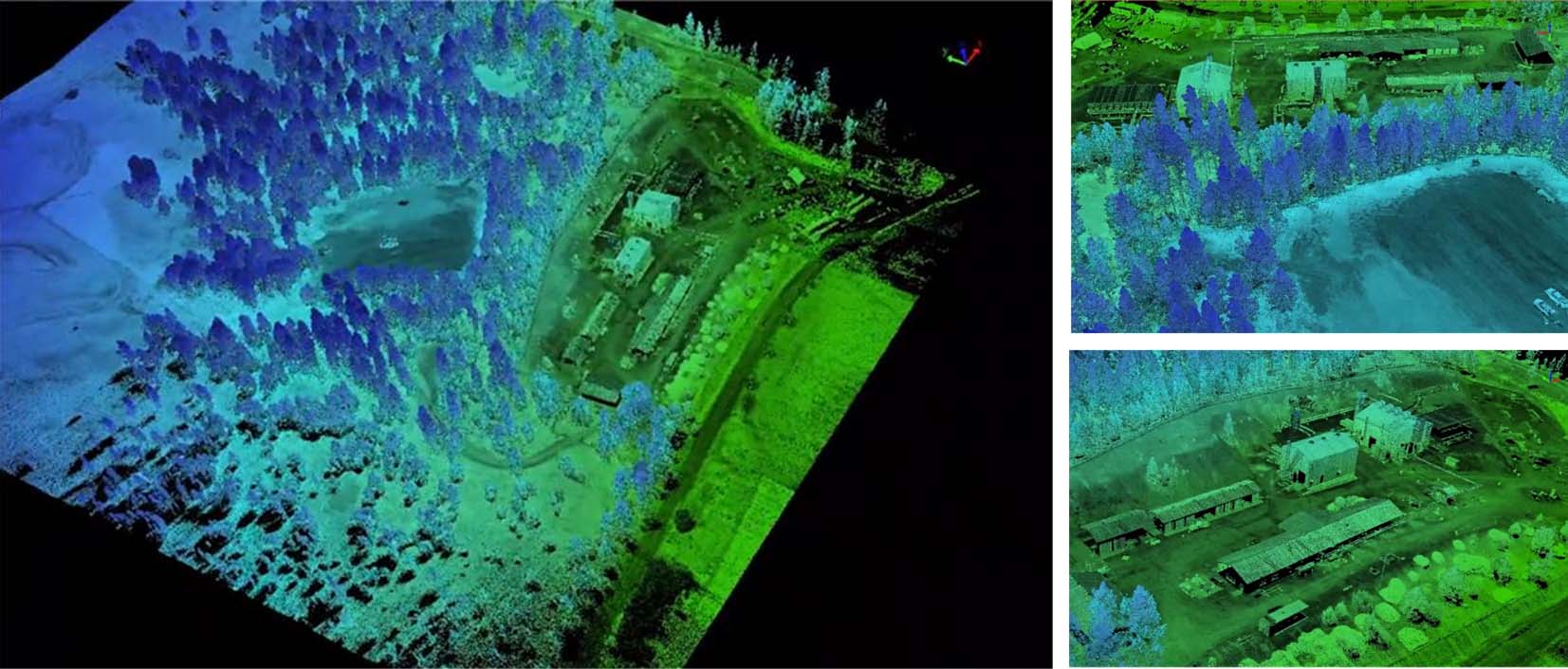 Millions of dots notate where the drone would have encountered leaves, trees or other brush