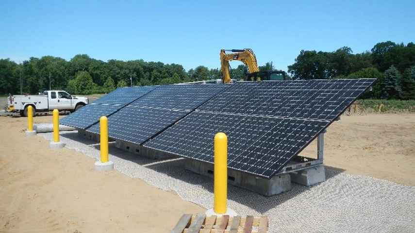 With site pipeline work finished, three solar arrays were installed at the site in mid-July. 