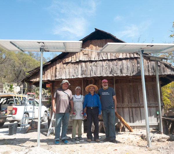 People under solar panels